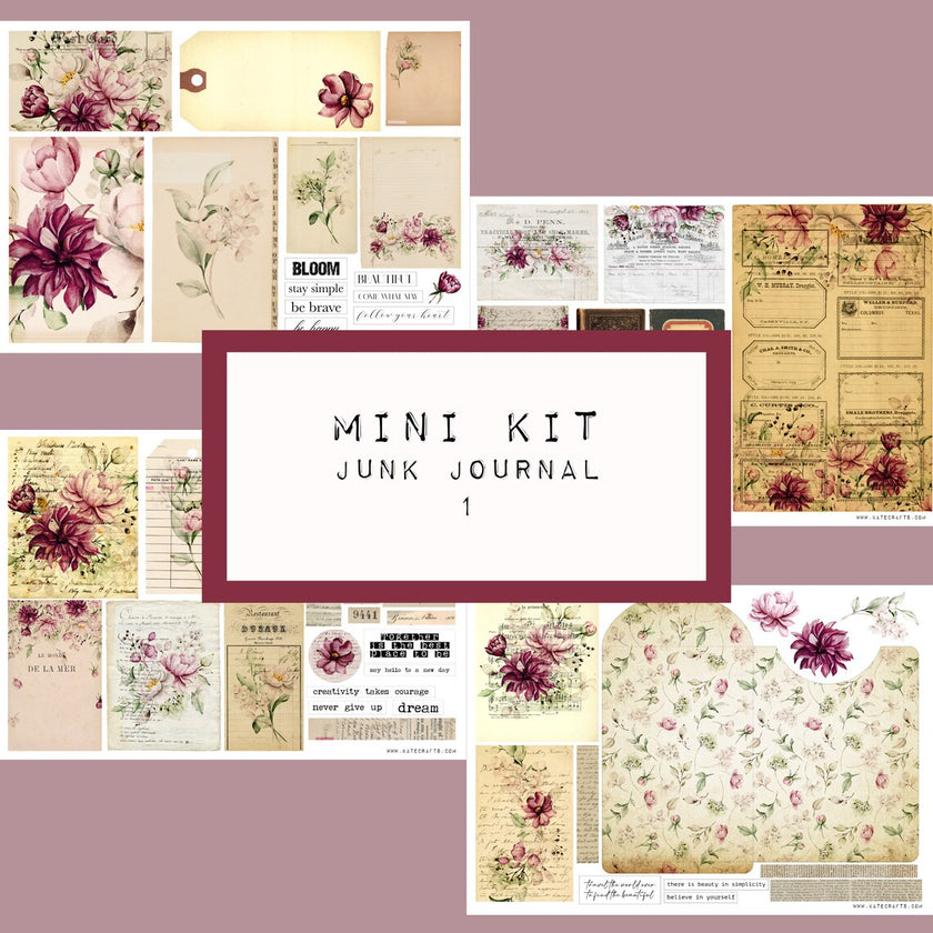 Mini Kit No. 1 KC465, Junk Journal Printable Kit, Digital Download, Vintage Ephemera, Printable Pages, Paper Craft