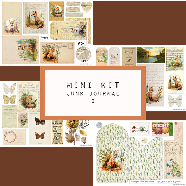 Mini Kit No. 3  KC497, Junk Journal Printable Kit, Digital Download, Vintage Ephemera, Printable Pages, Paper Craft