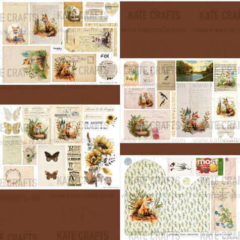 Mini Kit No. 3  KC497, Junk Journal Printable Kit, Digital Download, Vintage Ephemera, Printable Pages, Paper Craft