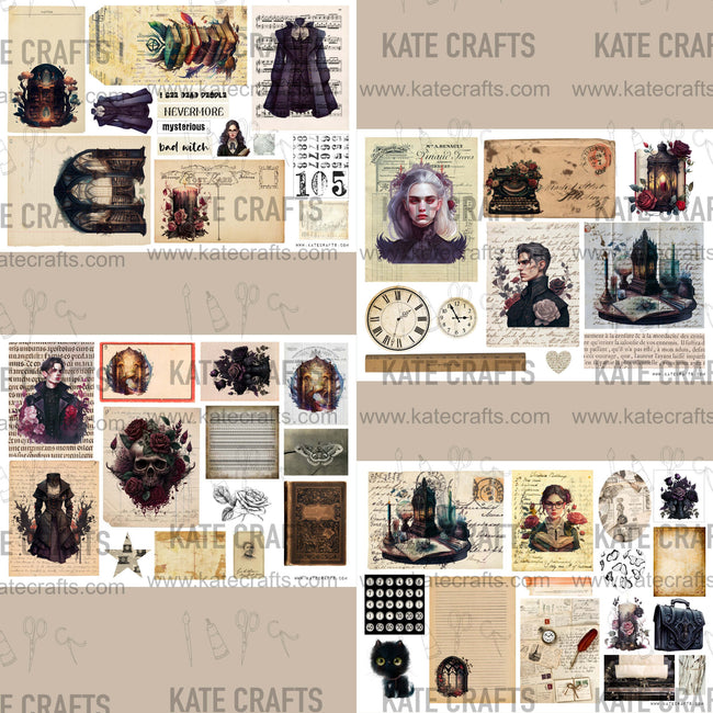 Mini Kit No. 5  KC503, Junk Journal Printable Kit, Digital Download, Vintage Ephemera, Printable Pages, Paper Craft