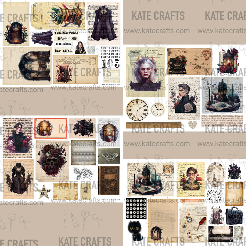 Mini Kit No. 5  KC503, Junk Journal Printable Kit, Digital Download, Vintage Ephemera, Printable Pages, Paper Craft
